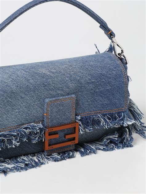 fendi denim fringe bag|fendi denim baguette vintage.